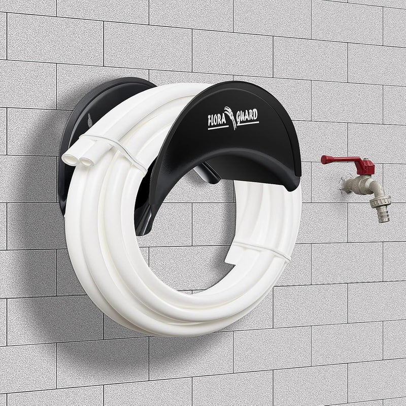 FLORA GUARD Garden Hose Holder, Heavy-Duty Hose Hanger, Holds Up to 125 ft, Garden Rack Wall Mount for Outside, Rust and Slip Resistant, Black - Image 3